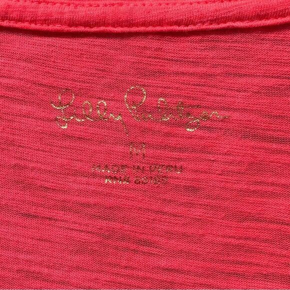 Lilly Pulitzer Short Sleeve V-Neck Pink Top Size Medium - Picture 3 of 5